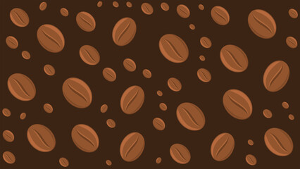 Coffee beans seamless pattern. Brown coffee beans random seamless pattern. Brown beans seamless pattern vector.
