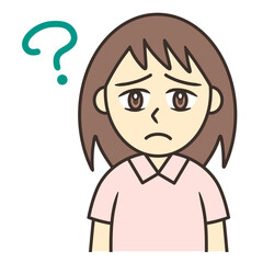 A young woman with a question mark