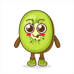 Kiwi. Cute fruit character isolated on white. happy kiwi. funny and smiling kiwi character.