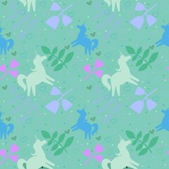 Cartoon animals seamless unicorn and flower pattern for wrapping paper and fabrics and linens and packaging