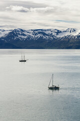 a historic sailing ship at the bay of Skj&aacute;lfandi, Iceland