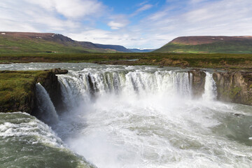 the famous godafoss waterfall in Iceland in summer