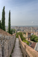 View of the city wall of Girona in Spain