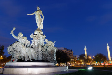 The Triumph of the Republic in the center of the place de la Nation square, Paris, France.