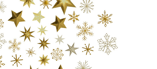 Holiday golden decoration, glitter frame isolated