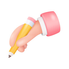 3D Hand Holding Pencil Isolated on White Background. Writing, Journalism, Copywriting, Study Concept. Vector Illustration - 543706362