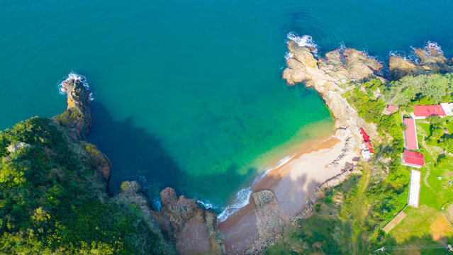 Beautiful, clean and scenic cove beach in Giresun, with paid service/turkey