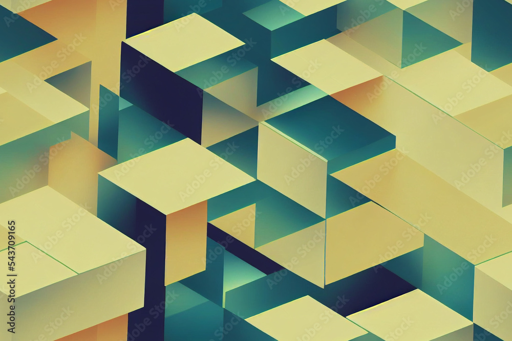 Wall mural abstract cube pattern