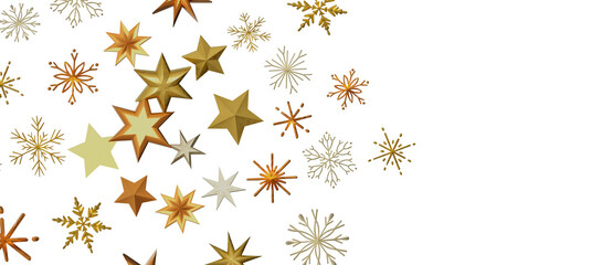 Abstract Gold Star Falling Soft Focus Background, 3D rendering.
