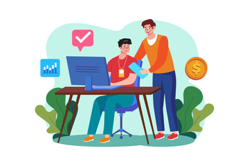 Male employees chatting with each other