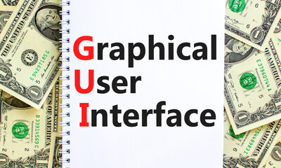 GUI graphical user interface symbol. Concept words GUI graphical user interface on white note on a...
