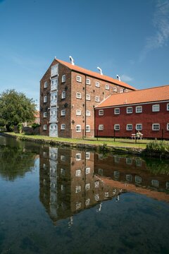 Vertical shot of the Victorian Warehouses on the Driffield Navigation Canal, Yorkshire