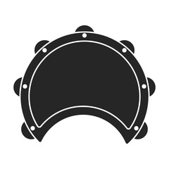 Tambourine vector black icon. Vector illustration drum on white background. Isolated black illustration icon of tambourine .