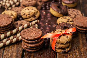 Variation of chocolate and biscuits for Holiday