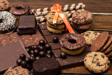 Variation of chocolate and biscuits for Holiday