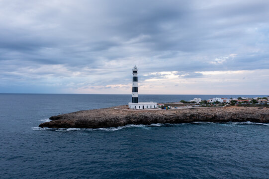drone images of the best lighthouses of menorca, on the european coast
