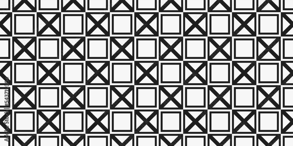 Poster Alternating empty cubes with crosses inside. Seamless pattern from tiles for interior design and print.