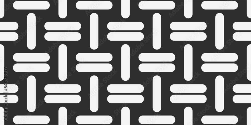 Poster Vector and seamless pattern with repeating shapes, white sticks texture.