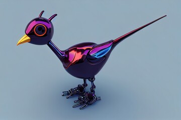 Glossy abstract robotic bird, isolated. Ai generated