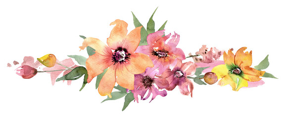 Pink and Yellow Watercolor Border
