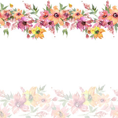 Pink and Yellow Watercolor Floral Background