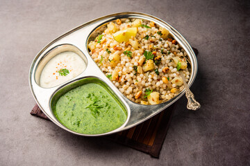 Sabudana Khichadi - An authentic dish from Maharashtra made with sago seeds, served with curd
