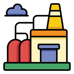 Filled colored outline icon related to industry , factory , product unit.