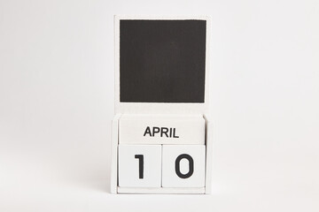 Calendar with the date April 10 and a place for designers. Illustration for an event of a certain date.