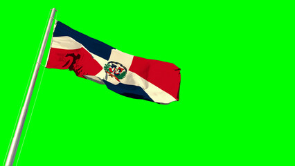 Waving glorious flag of Dominican Republic on chroma key screen, isolated - object 3D illustration