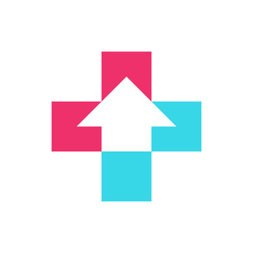 Cross medical arrow house logo design