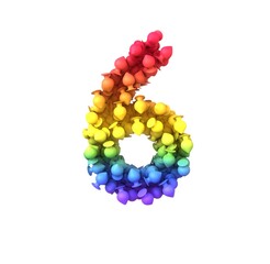Rainbow Butt Plug  Themed Font  Number 6