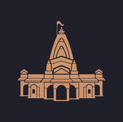 Nageshwar temple (lord Shiva temple) icon. Nageshwar mandir symbol.