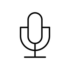 Microphone on stand icon. Studio podcast and sound recording equipment with music and concert vector broadcast effect