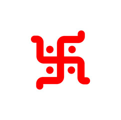 Hindu holy Swastika vector symbol. Red swastika icon.