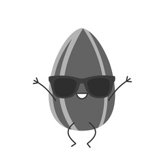 Sunflower seed jumping greeting cute character cartoon smiling face cheerful kawaii joy happy emotions icon vector illustration.