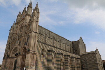 Sideview of Cathedral of Santa Maria Assunta in Orvieto, Umbria Italy  