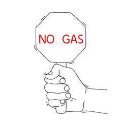 NO GAS. Shortage resources. Message of global gas crisis on paper. Editable hand drawn contour. Sketch in minimalist style. Vector