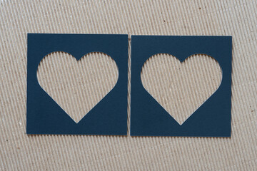 hearts on corrugated paper