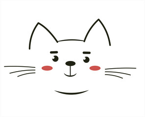 Cat face. Cute kitten face line icon. Vector illustration isolated on white background.