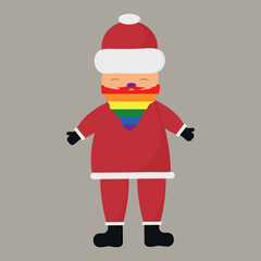 LGBT Santa Claus. LGBT flag. Santa Claus with a LGBT beard. Vector illustration