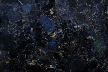 black marble texture with blue and yellow blotches abstract background pattern