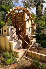 Old wooden waterwheel in the medina of Fez