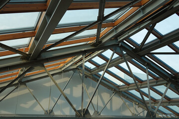 Trusses, engineering, roof, supports, girders,  architecture, building, steel, glass