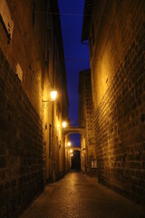 Night at old street in Orvieto, Italy Umbria 