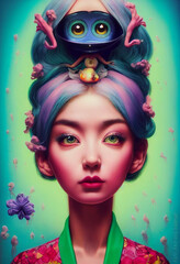 Creepy Candy Creatures and People, Abstract Colorful Illustration