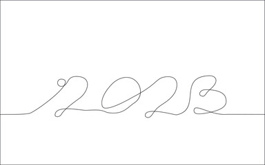 Number 2023, new year greeting card element design. linear style.