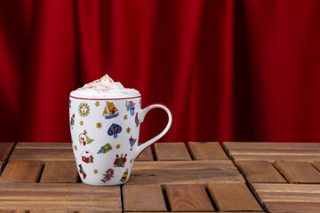 Christmas cup of cappuccino