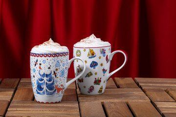 Christmas cup of cappuccino