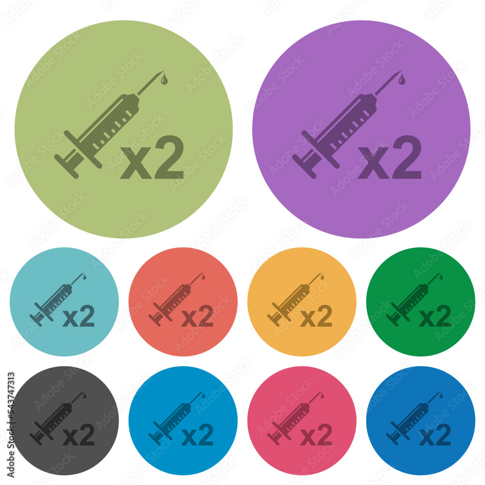 Sticker second vaccine dose color darker flat icons