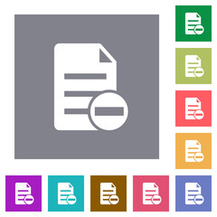 Remove document square flat icons